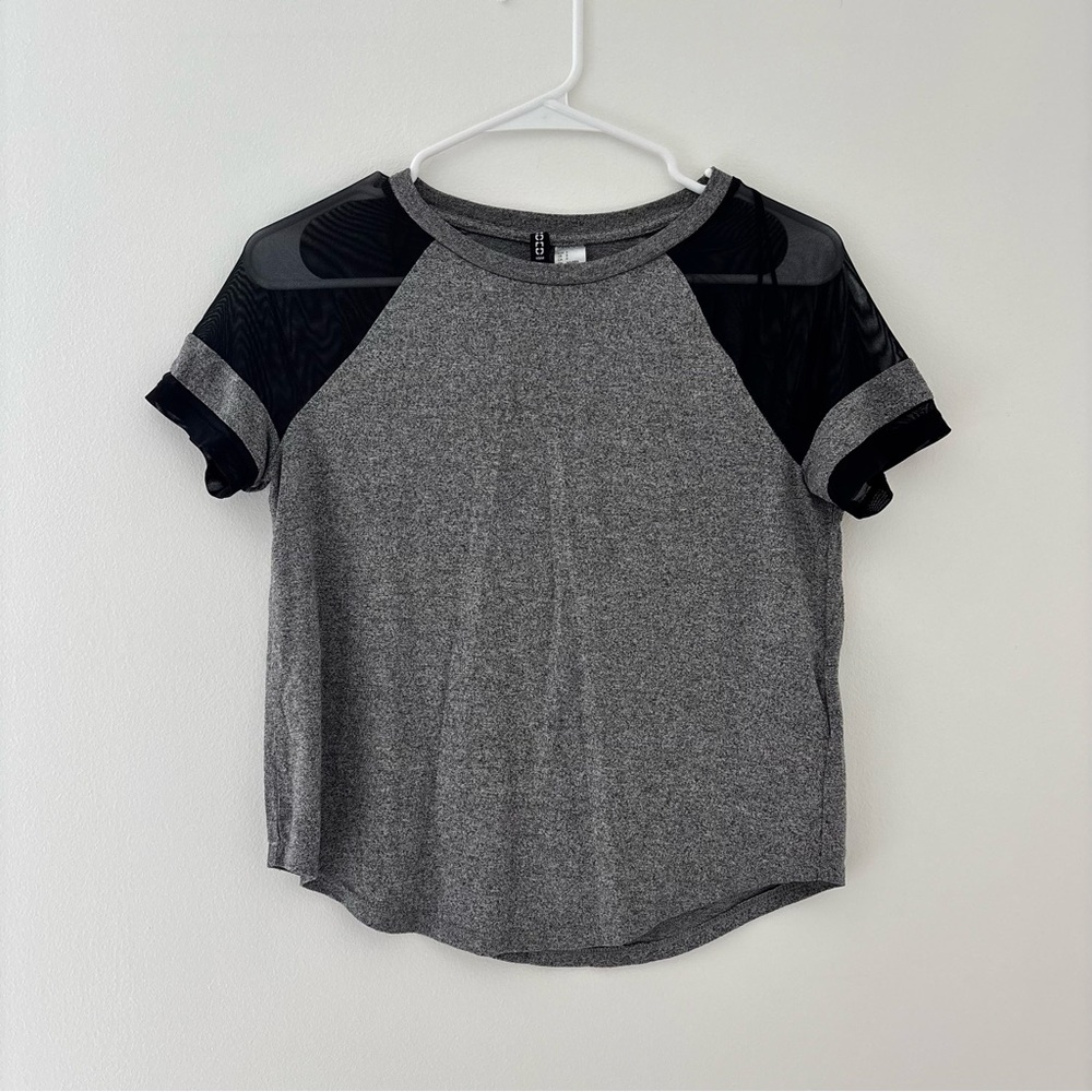 H&M Mesh Sleeve Tee Grey and Black